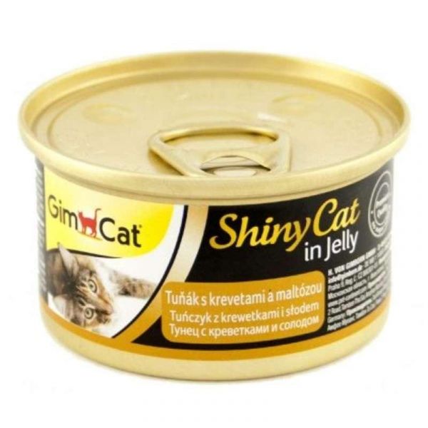 GimCat (ДжимКэт) ShinyCat - Консервированный корм с тунцом, креветкой и мальтом для кошек - Фото№1