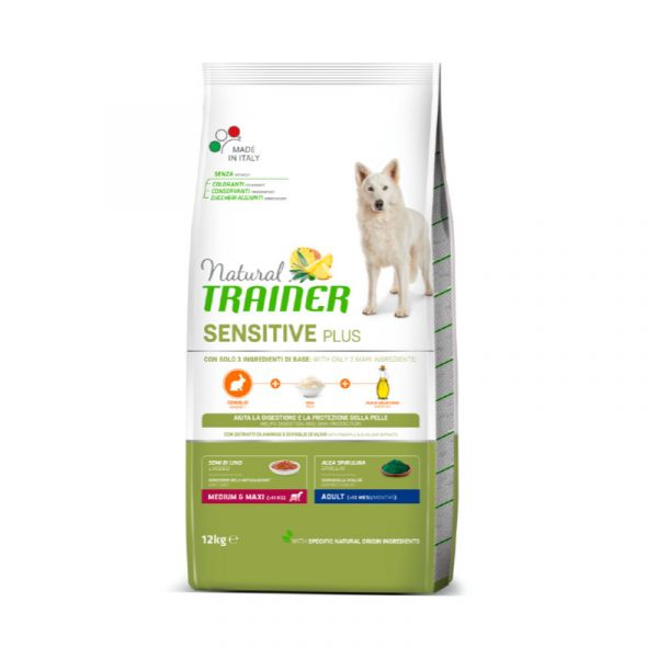 Natural Trainer (Натурал Тренер) Sensitive Plus Adult Medium&Maxi With Rabbit - Сухой корм с кроликом для собак средних и крупных пород с чувствительным пищеварением - Фото№1