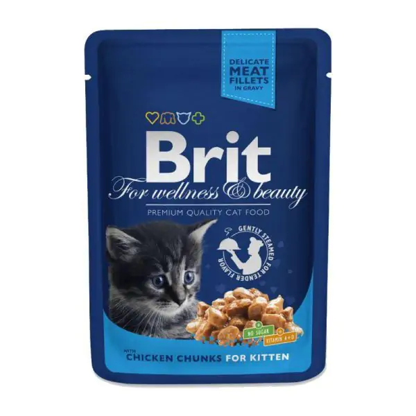 Брит Премиум Cat Pouches Chicken Chunks for Kitten - Пауч с курицей для котят