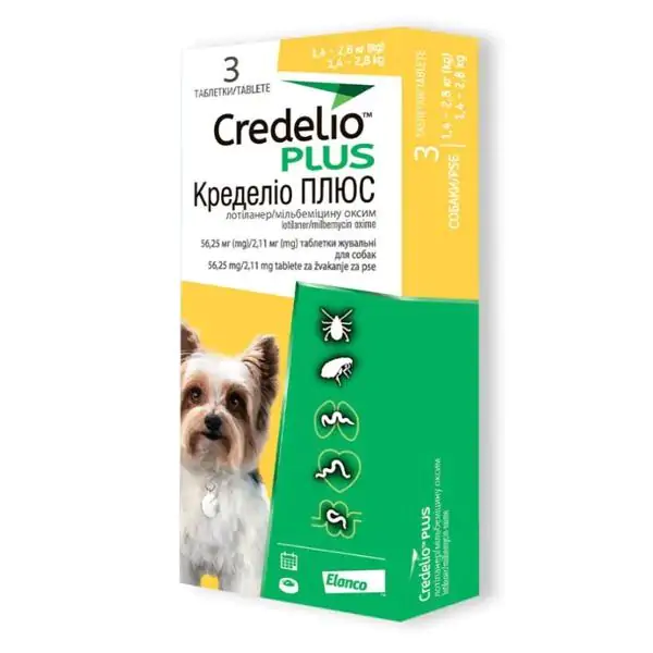 Кределио Плюс для собак от блох, клещей и гельминтов